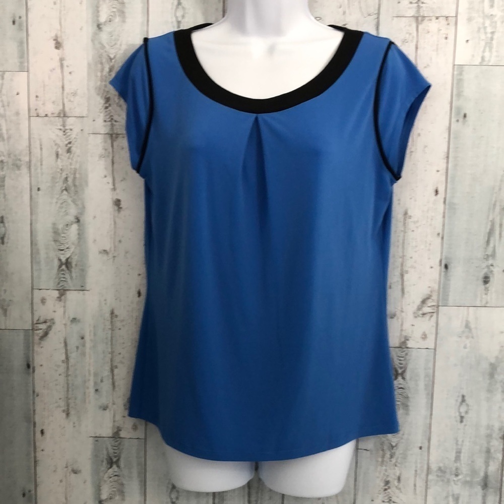 Worthington Pleated Front Cap Sleeve Blouse Medium